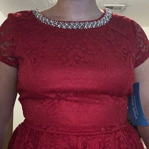 Red Lace Homecoming Dress (size 11)